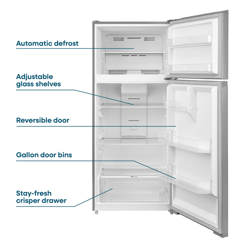 Element 16.0 cu. ft. Top Freezer Refrigerator - Stainless Steel, ENERGY STAR view 6