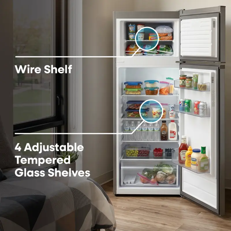 21.3 in. 7.4 cu. ft. Compact Top Freezer Refrigerator - Stainless Steel ERT74MES