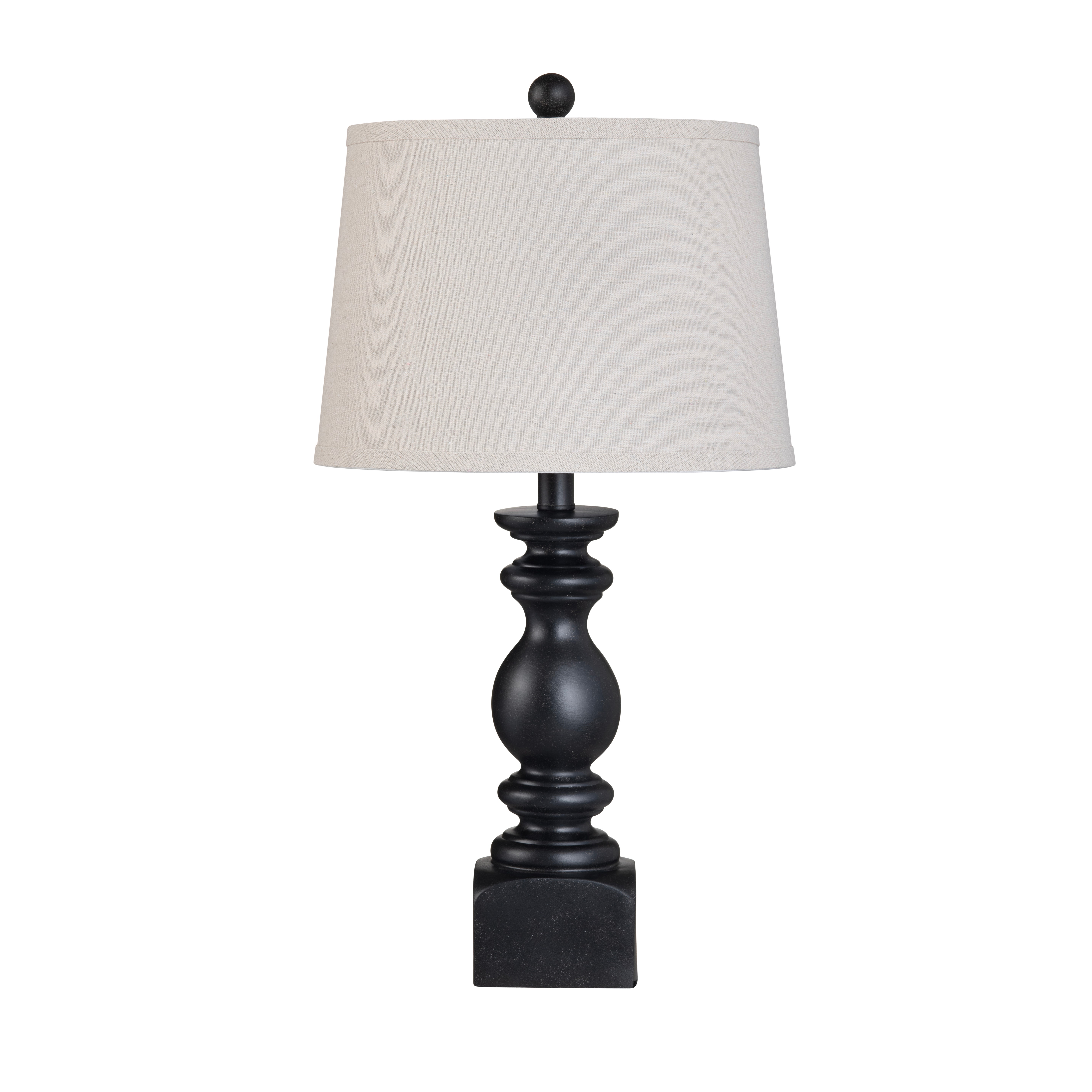 Set of 2 Black Resin Table Lamp with Shade EVCBAVP882BLK