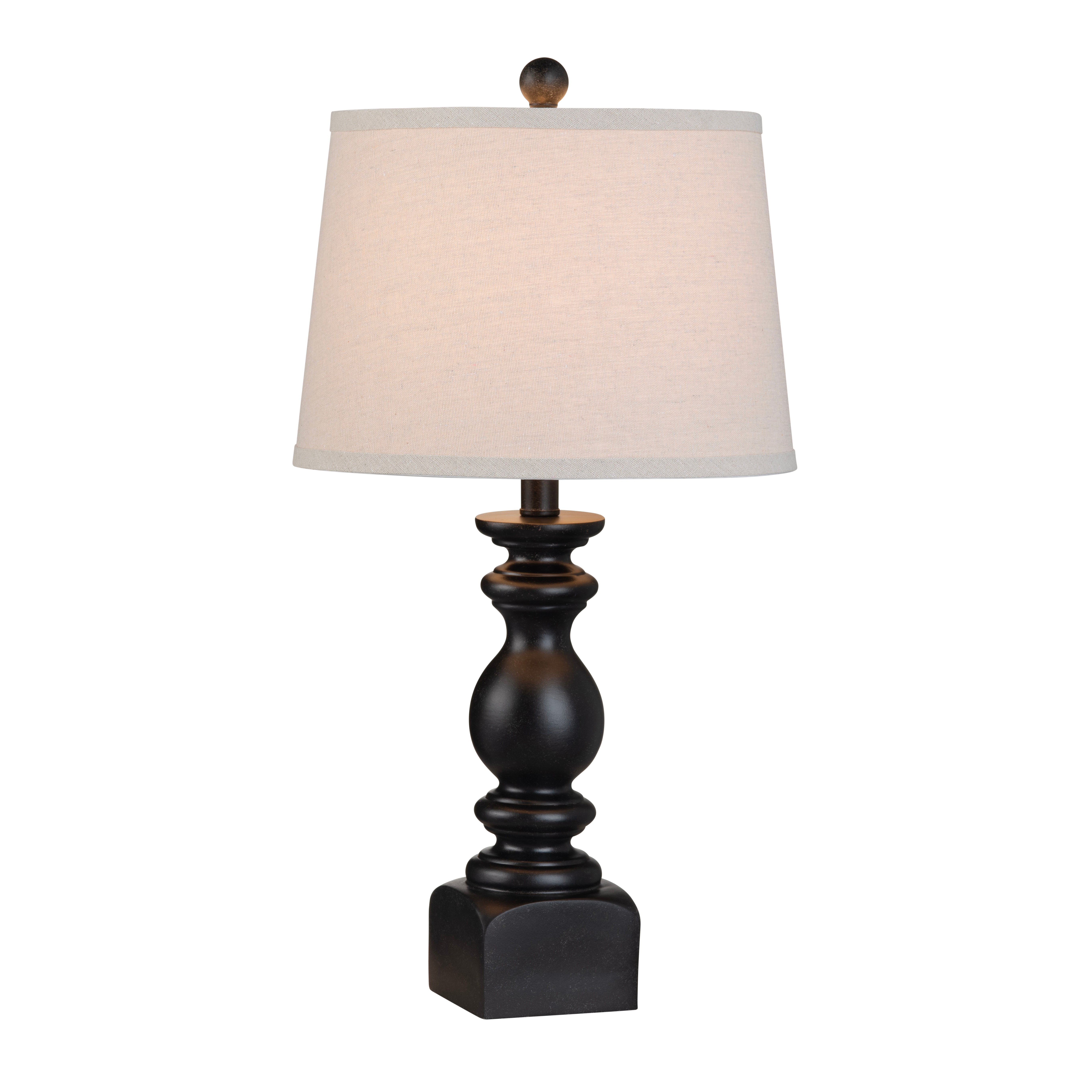Set of 2 Black Resin Table Lamp with Shade EVCBAVP882BLK