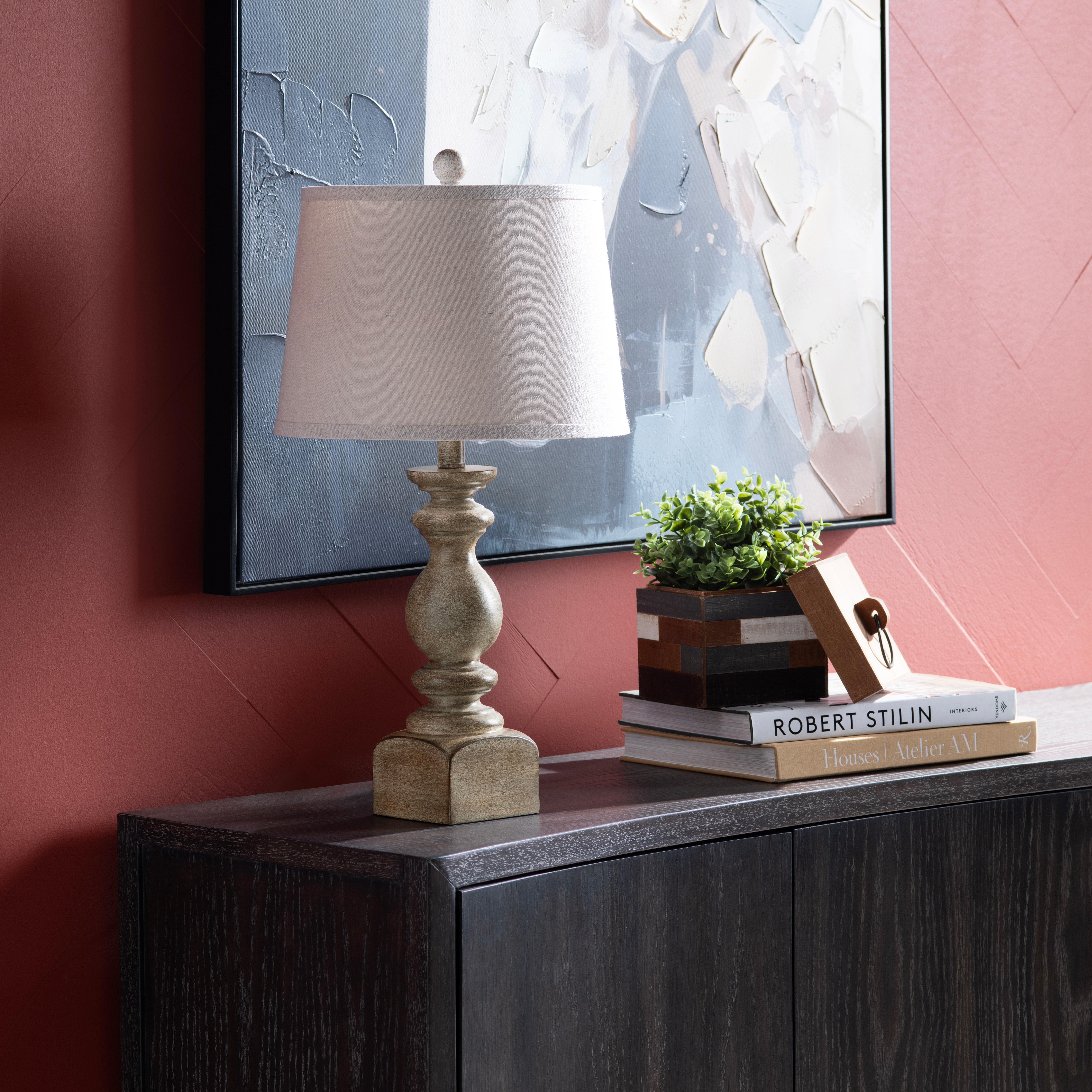 Set of 2 Brown with Light Undertone Resin Table Lamp with Shade EVCBAVP882BWN