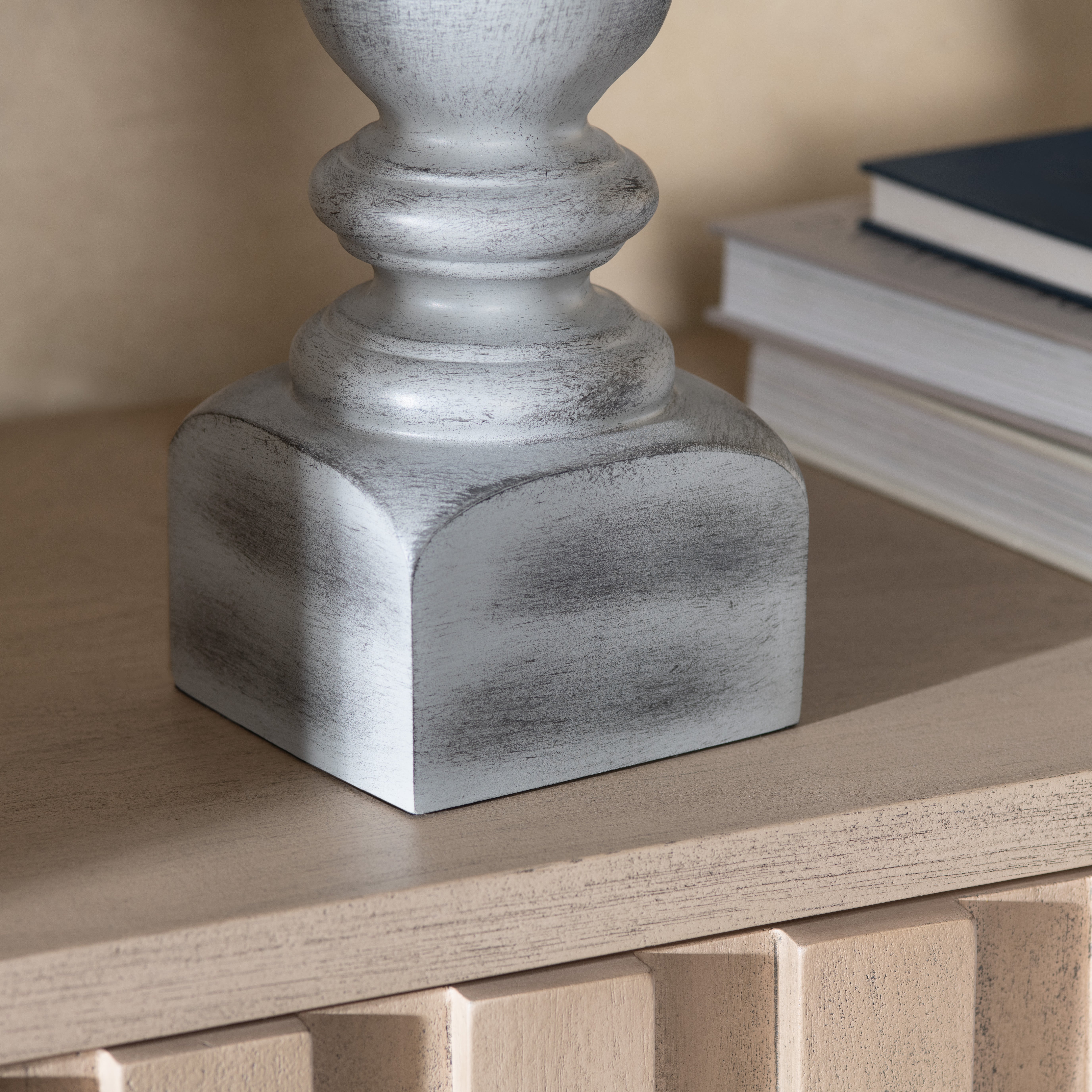 Set of 2 Grey with Light Undertone Resin Table Lamp with Shade EVCBAVP882GRY