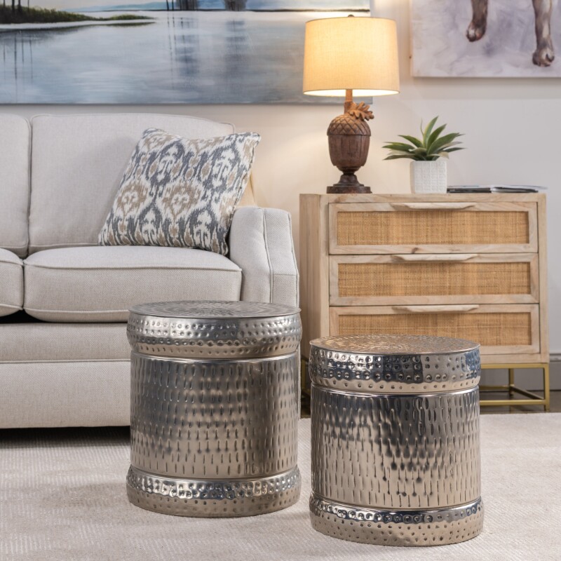 2 Piece Colthurst Silver Stools EVFNR1022SL
