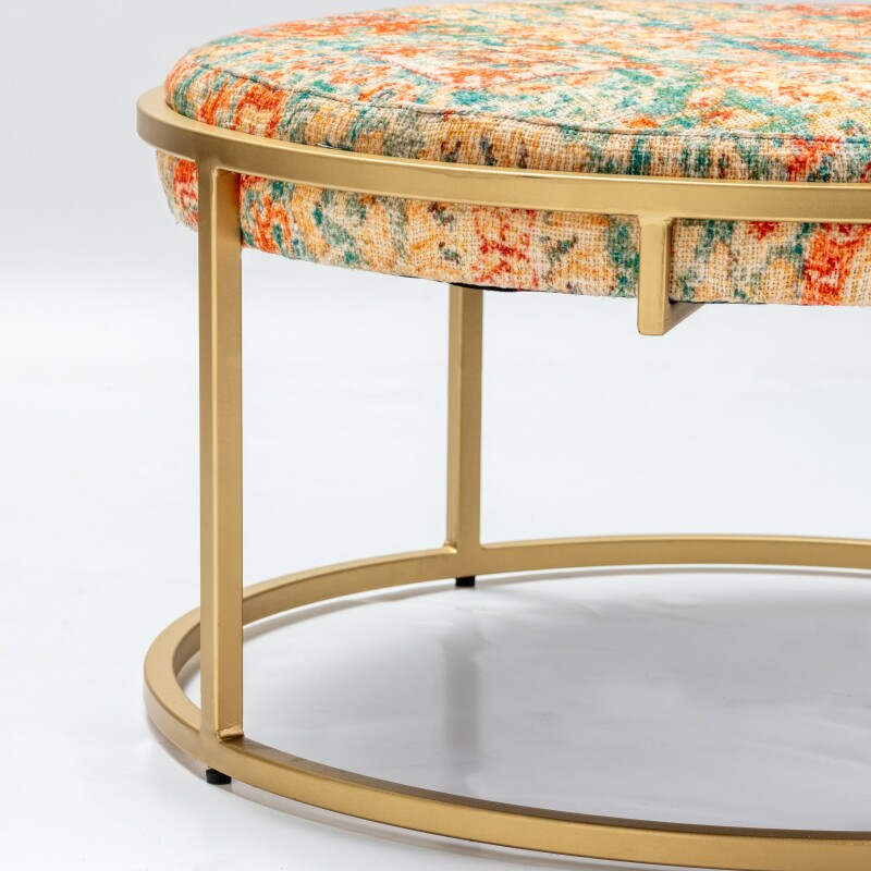 Melinda Round Printed Upholstered Cocktail Table EVFNR1124