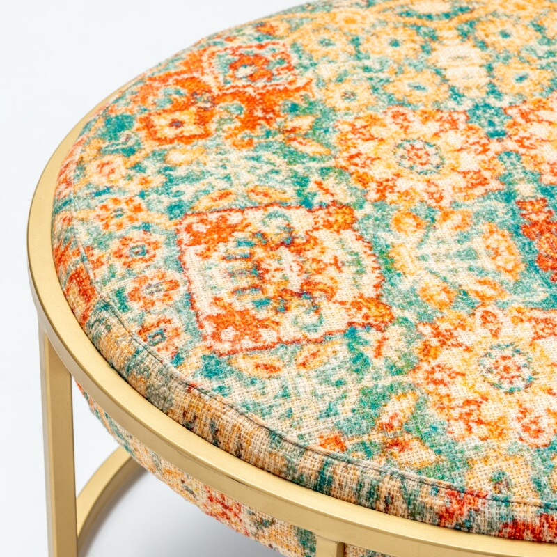 Melinda Round Printed Upholstered Cocktail Table EVFNR1124