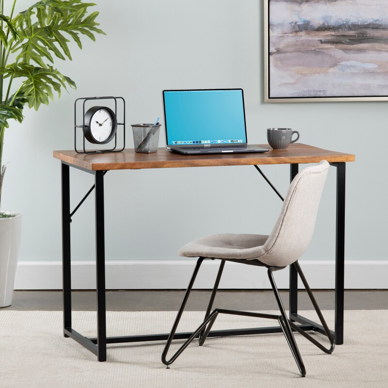 Brady Solid Mango and Iron Writing Desk EVFNR1134