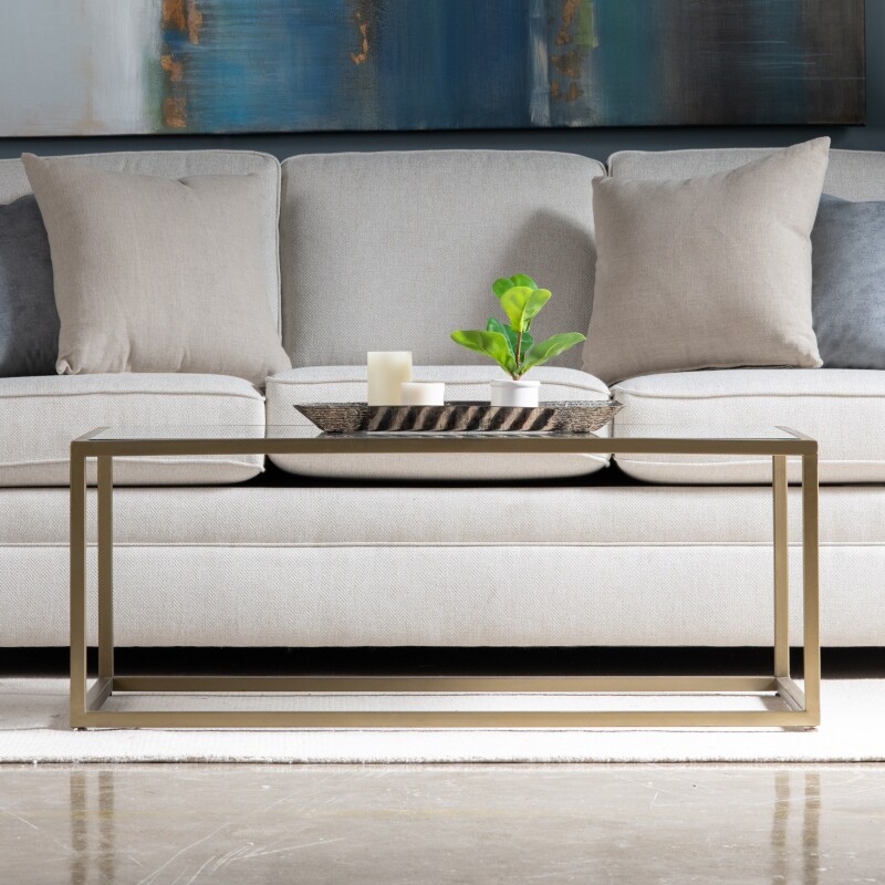 Christian Rectangular Iron & Glass Cocktail Table EVFNR1139