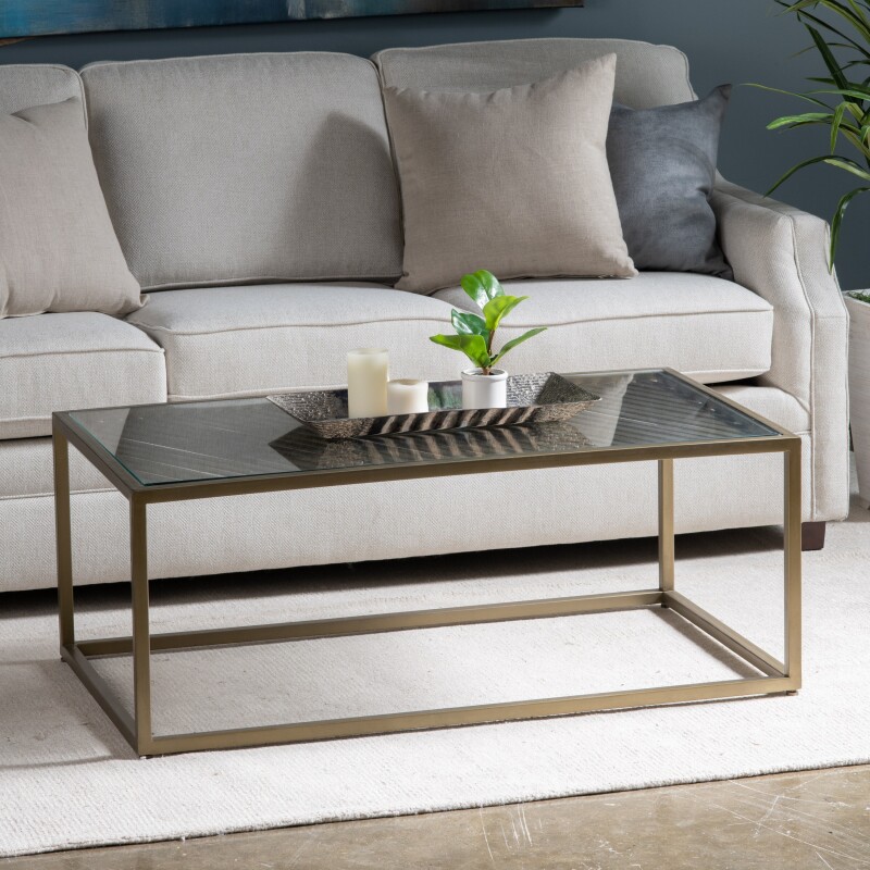 Christian Rectangular Iron & Glass Cocktail Table EVFNR1139