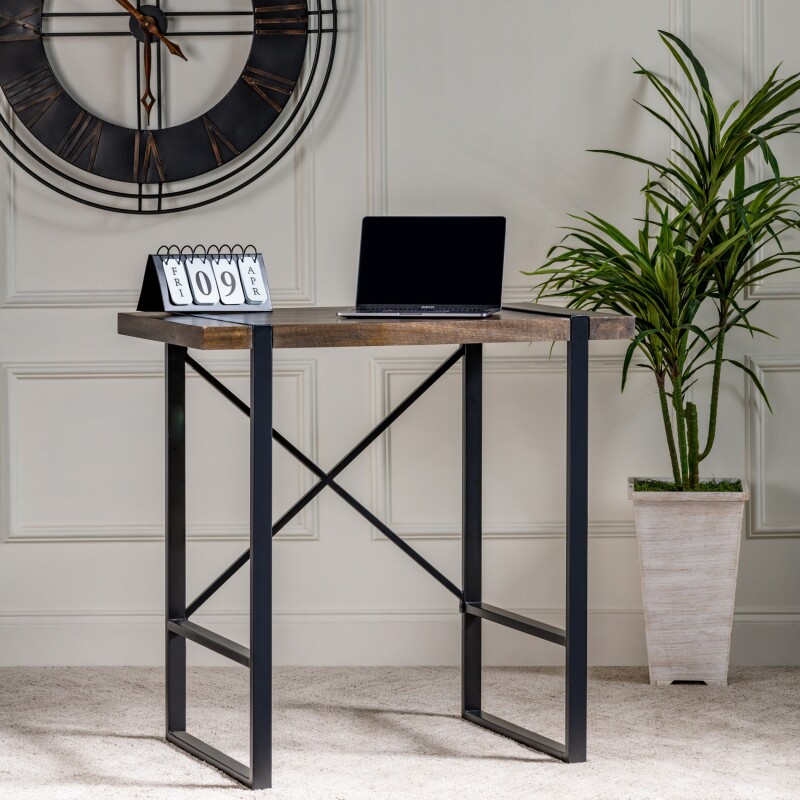 Josie Solid Mango and Iron 36" Tall Standing Desk EVFNR1149
