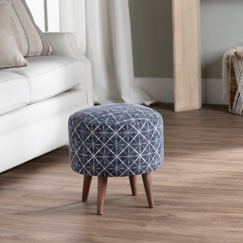Laurel Round Charcoal Gray Foot Stool Ottoman EVFNR1231B