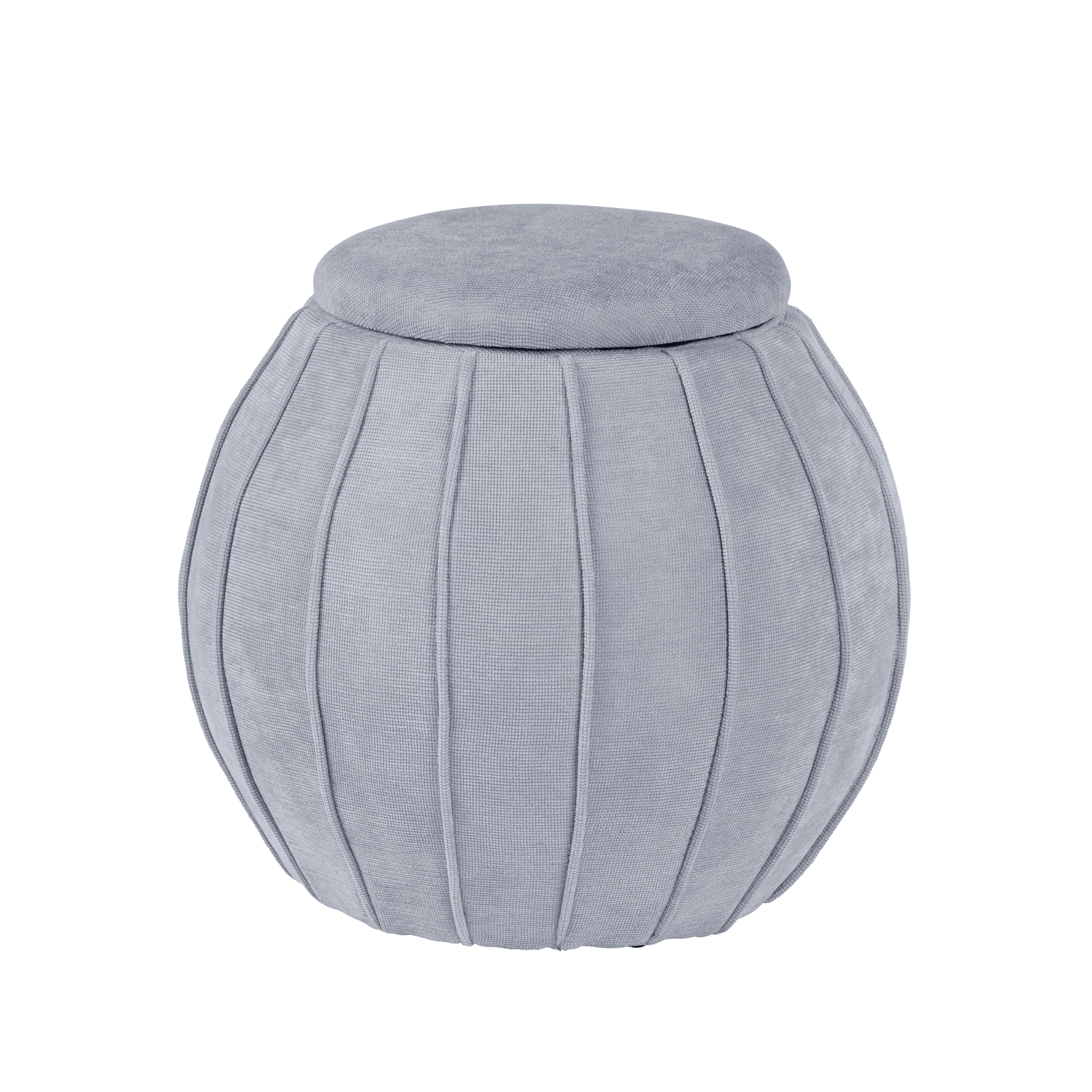 Blue Grey Chenille Storage Ottoman EVFZR4340BGRY