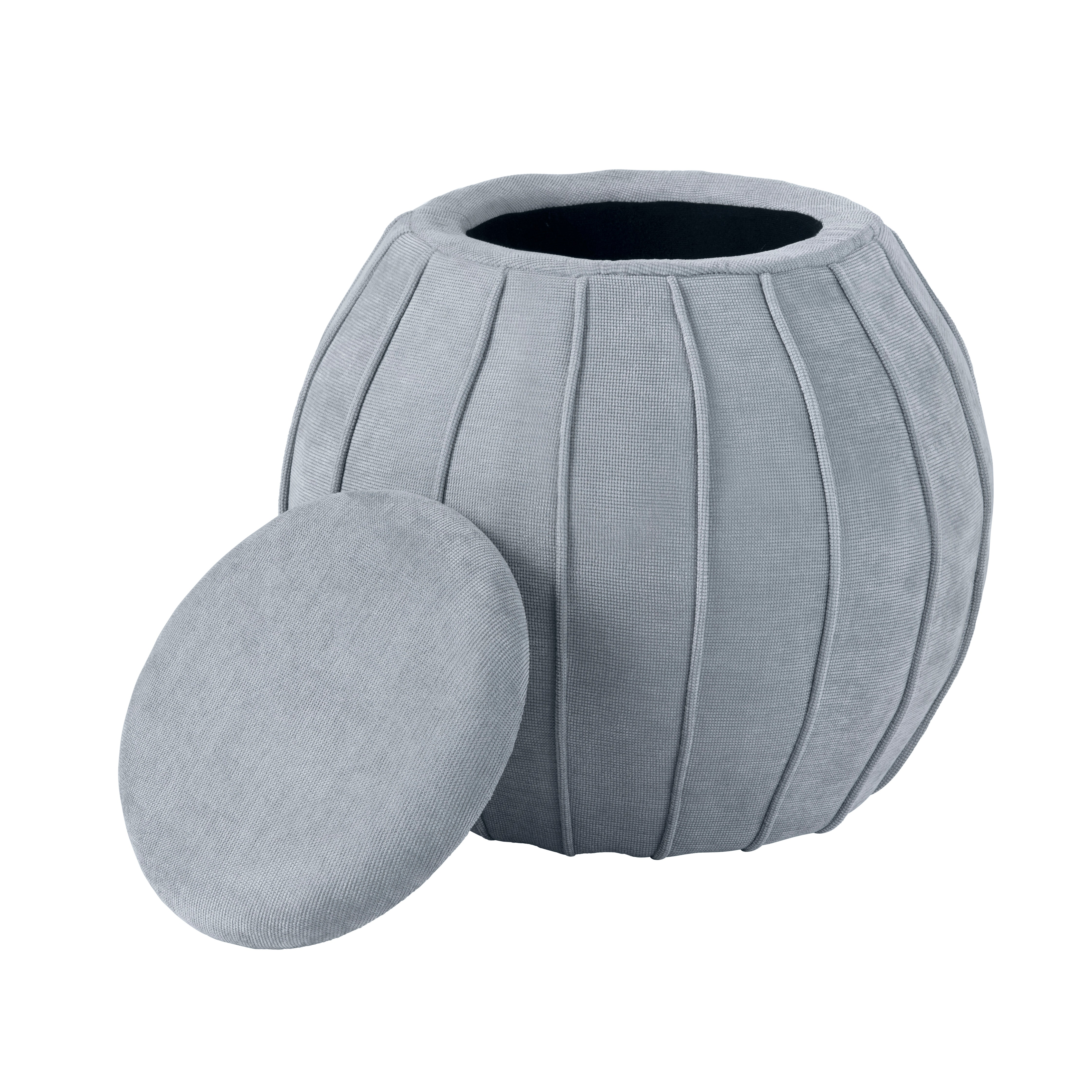 Blue Grey Chenille Storage Ottoman EVFZR4340BGRY