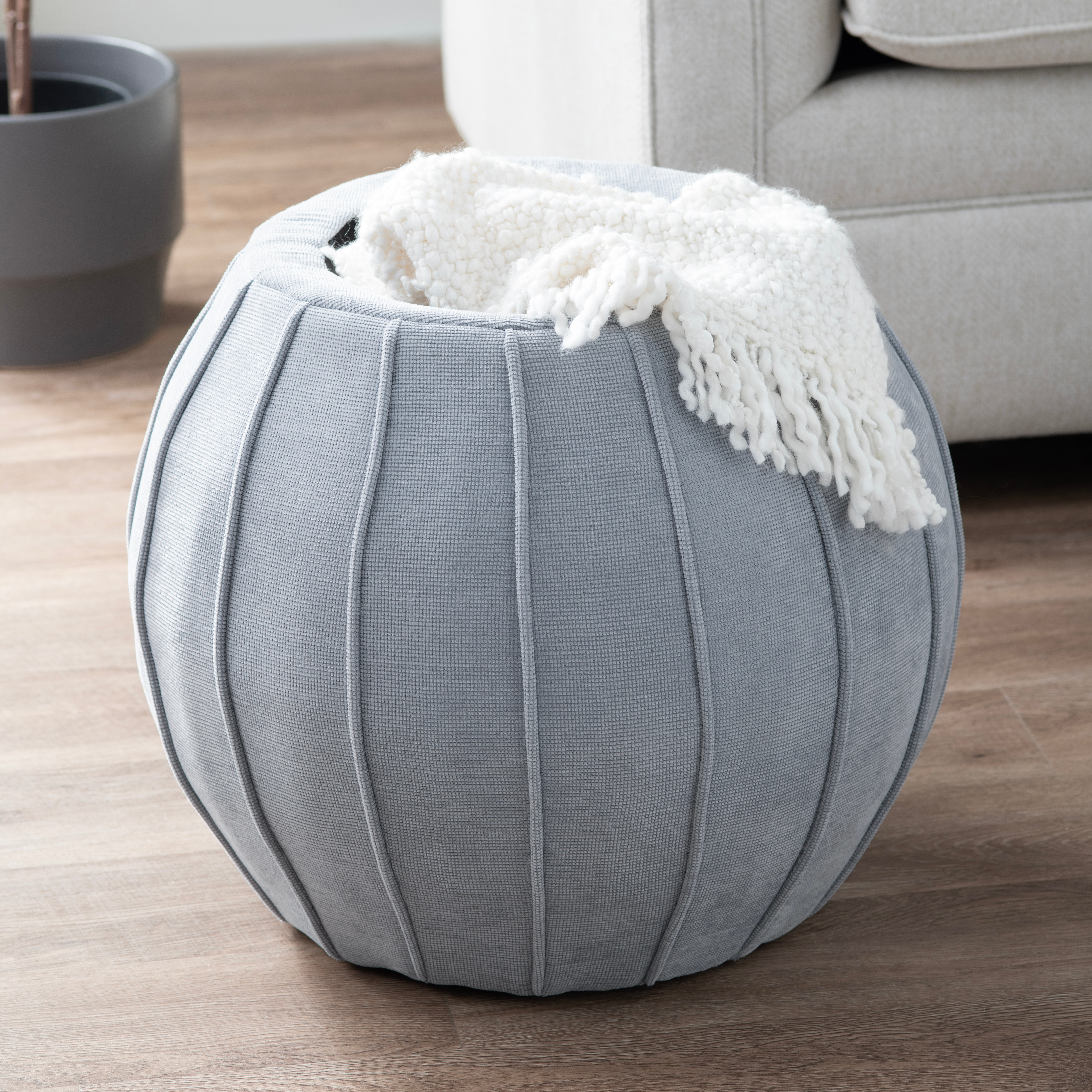 Blue Grey Chenille Storage Ottoman EVFZR4340BGRY