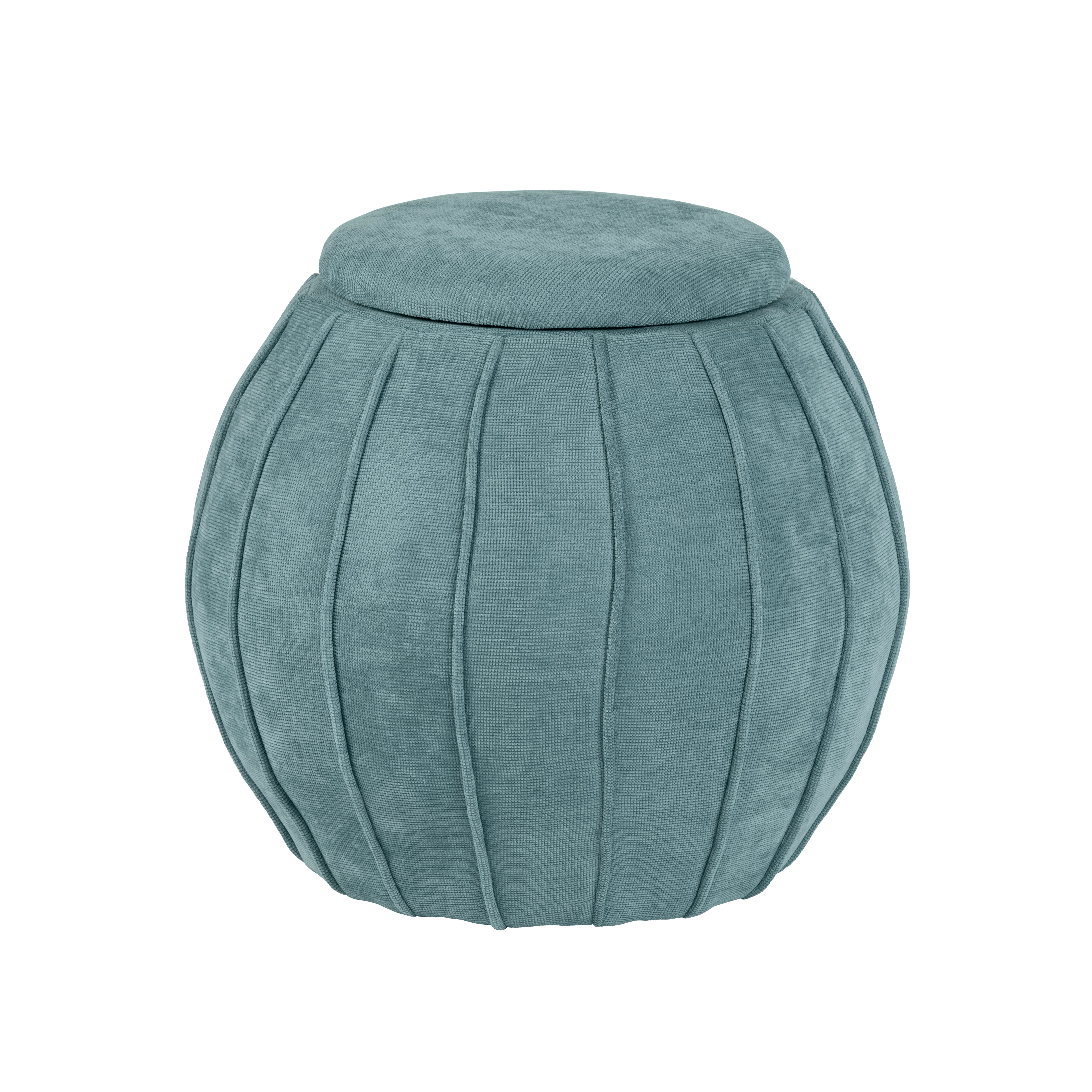 Blue Green Chenille Storage Ottoman EVFZR4340BLU