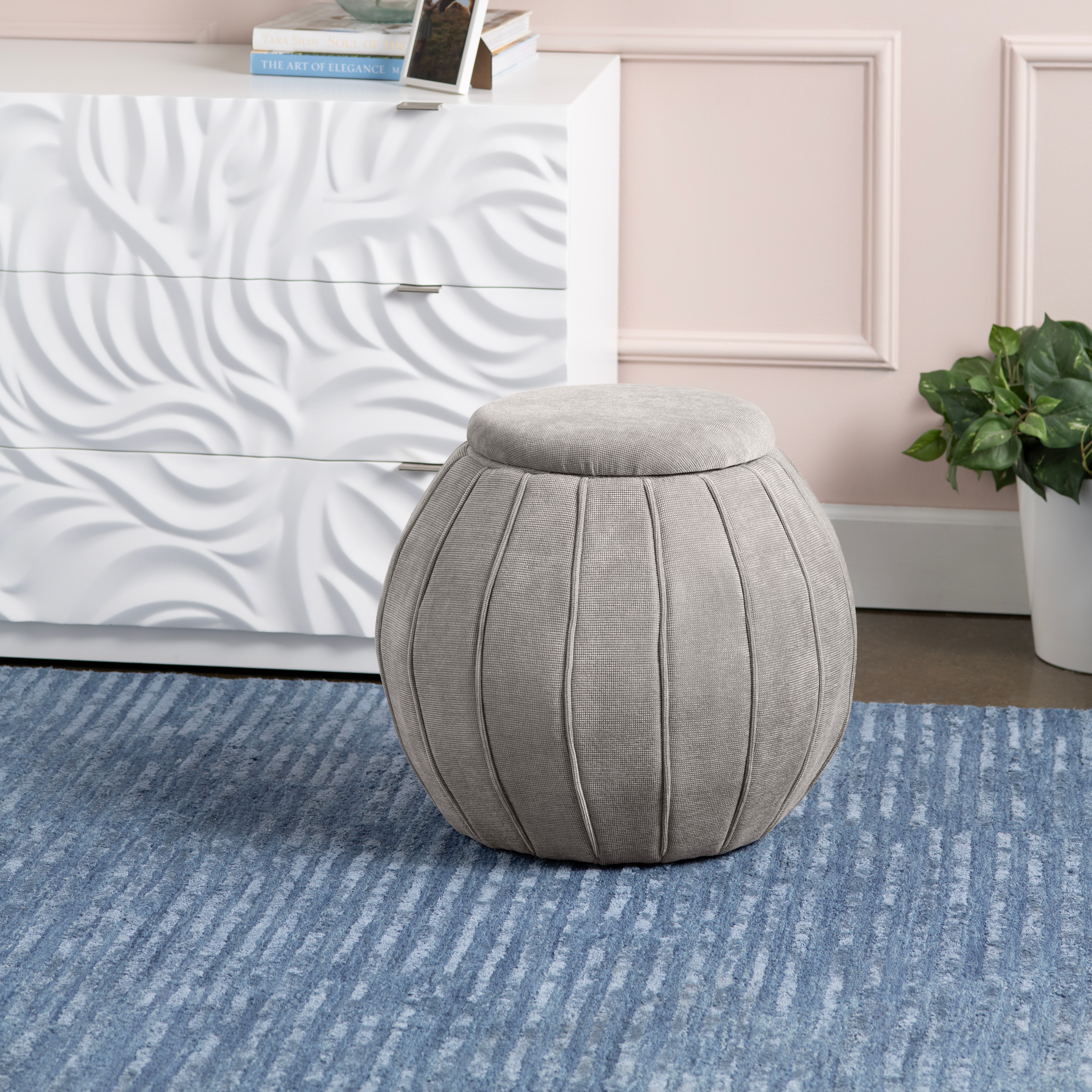 Taupe Chenille Storage Ottoman EVFZR4340TAU