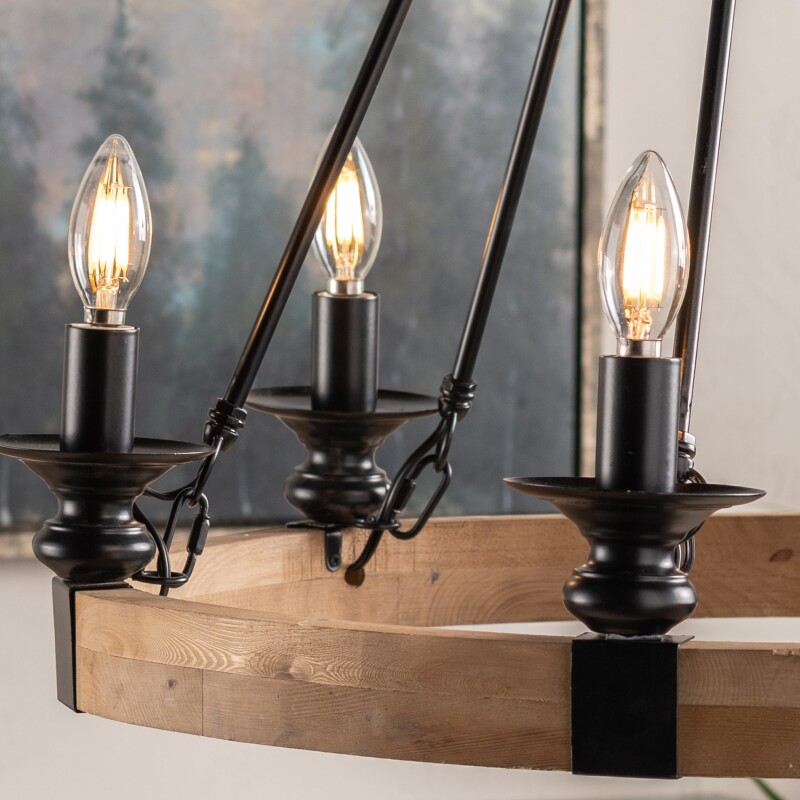 29" Diameter Wood & Metal Chandelier EVPDA061