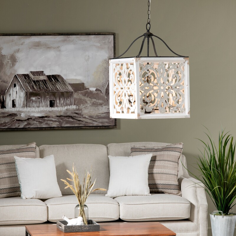 Mariah 29" Wood and Metal Pendant Light EVPDA076