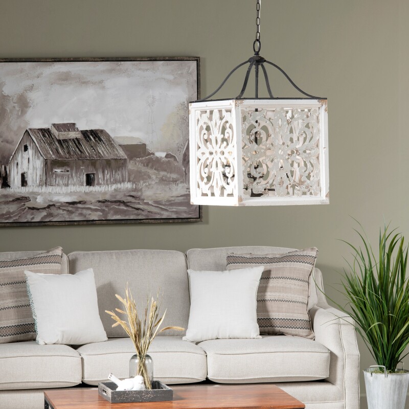 Mariah 29" Wood and Metal Pendant Light EVPDA076