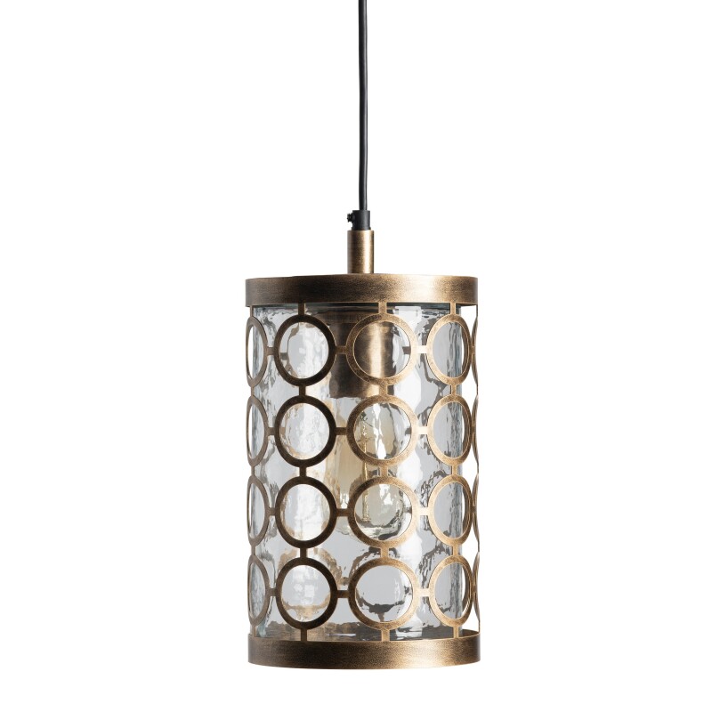 Rosalie Distressed Antique Brass and Glass Pendant EVPDN027