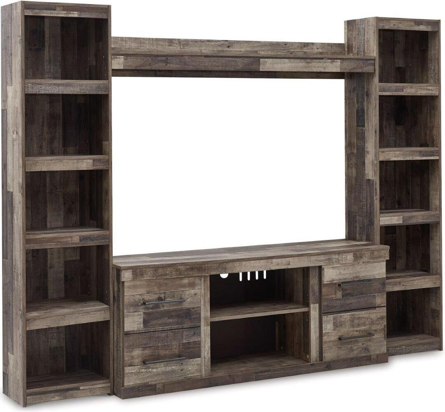 Derekson Rustic Multi Gray Small 4 Piece Entertainment Wall EW0200W6