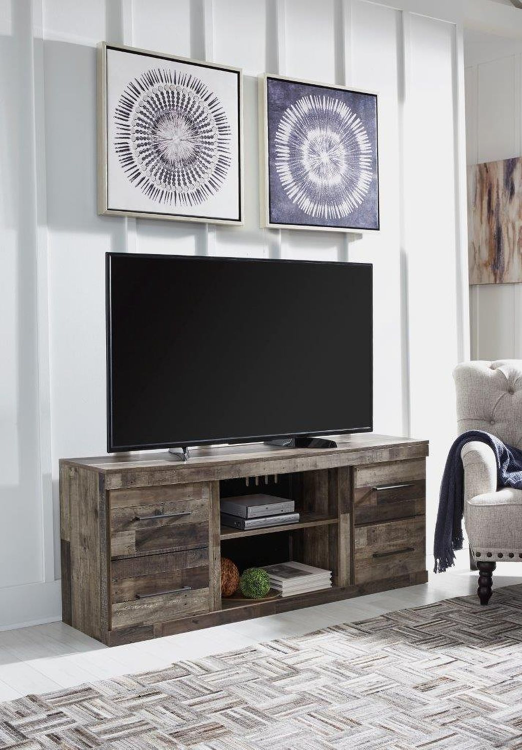 Derekson Rustic Multi Gray Small 4 Piece Entertainment Wall EW0200W6
