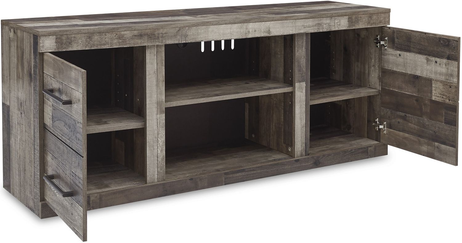 Derekson Rustic Multi Gray Small TV Stand with Electric Fireplace EW0200W7