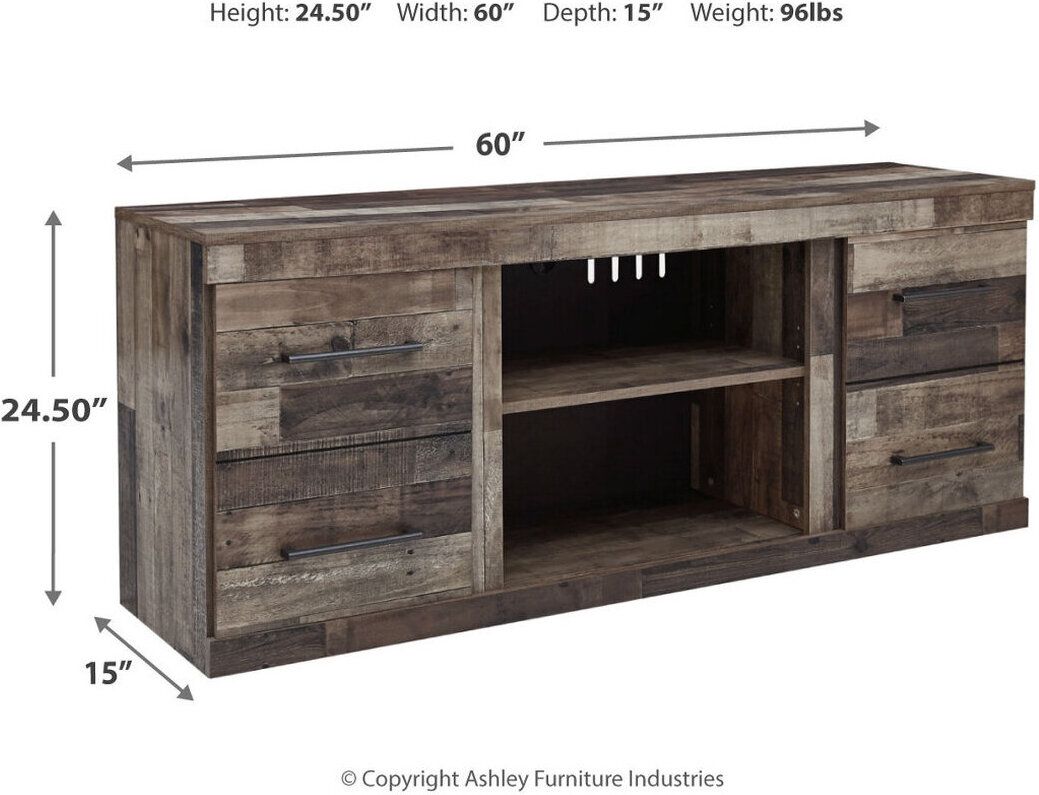 Derekson Rustic Multi Gray Small 4 Piece Entertainment Wall with Electric Fireplace EW0200W8