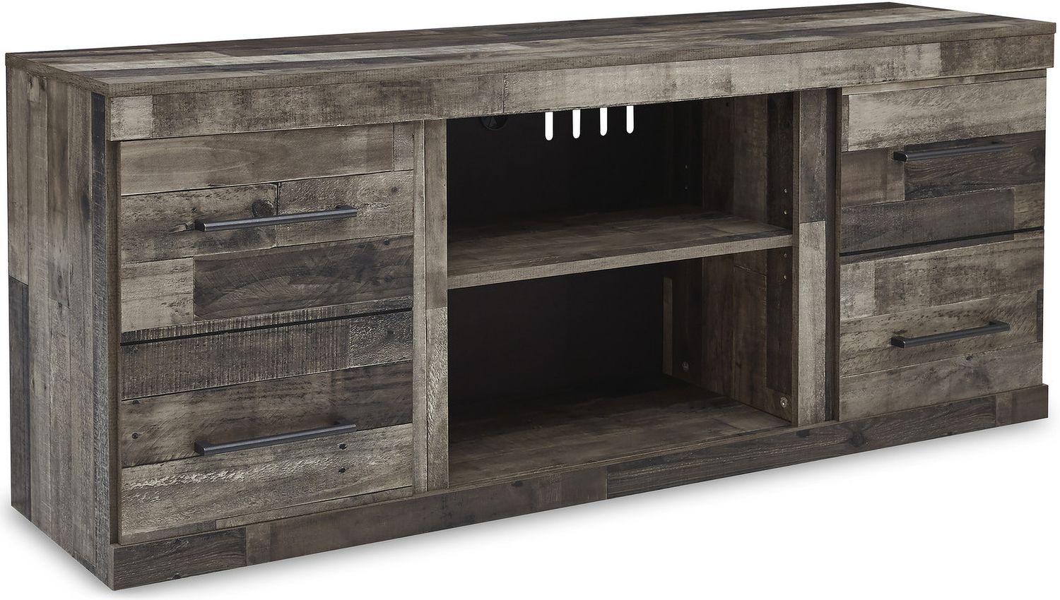 Derekson Rustic Multi Gray Small 4 Piece Entertainment Wall with Electric Fireplace EW0200W8