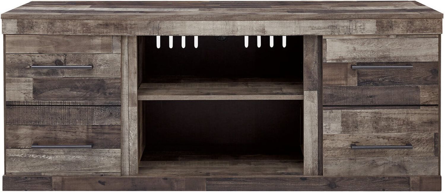 Derekson Rustic Multi Gray Small 4 Piece Entertainment Wall with Electric Fireplace EW0200W8