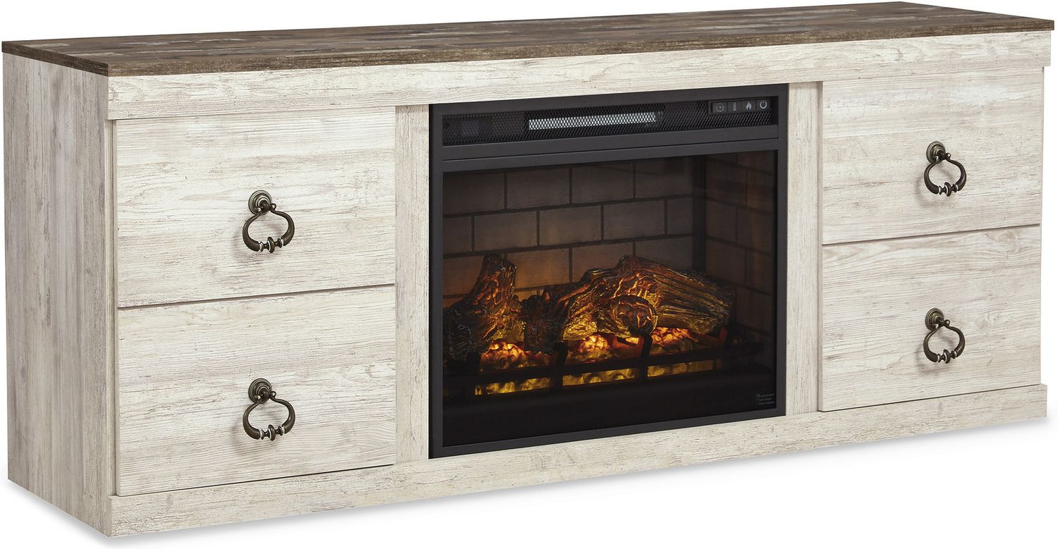 Willowton Whitewash Lg Tv Stand W/Fireplace Option EW0267268