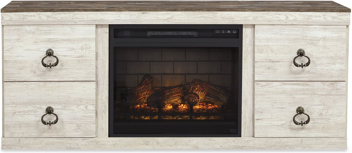 Willowton Whitewash Lg Tv Stand W/Fireplace Option EW0267268