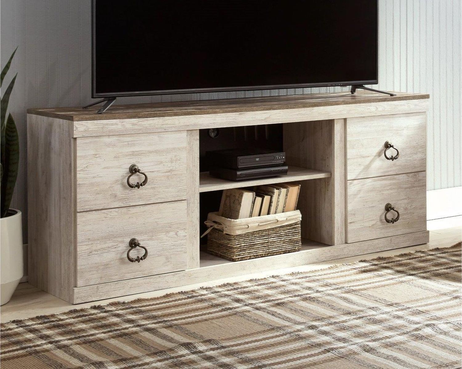 Willowton 4-Piece Entertainment Center In White Wash EW0267W7
