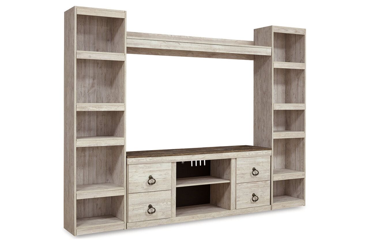 Willowton 4-Piece Entertainment Center In White Wash EW0267W7