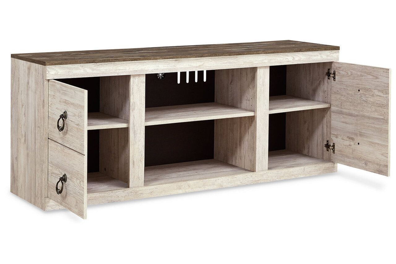Willowton Whitewash 60 Inch TV Stand with Electric Fireplace EW0267W8