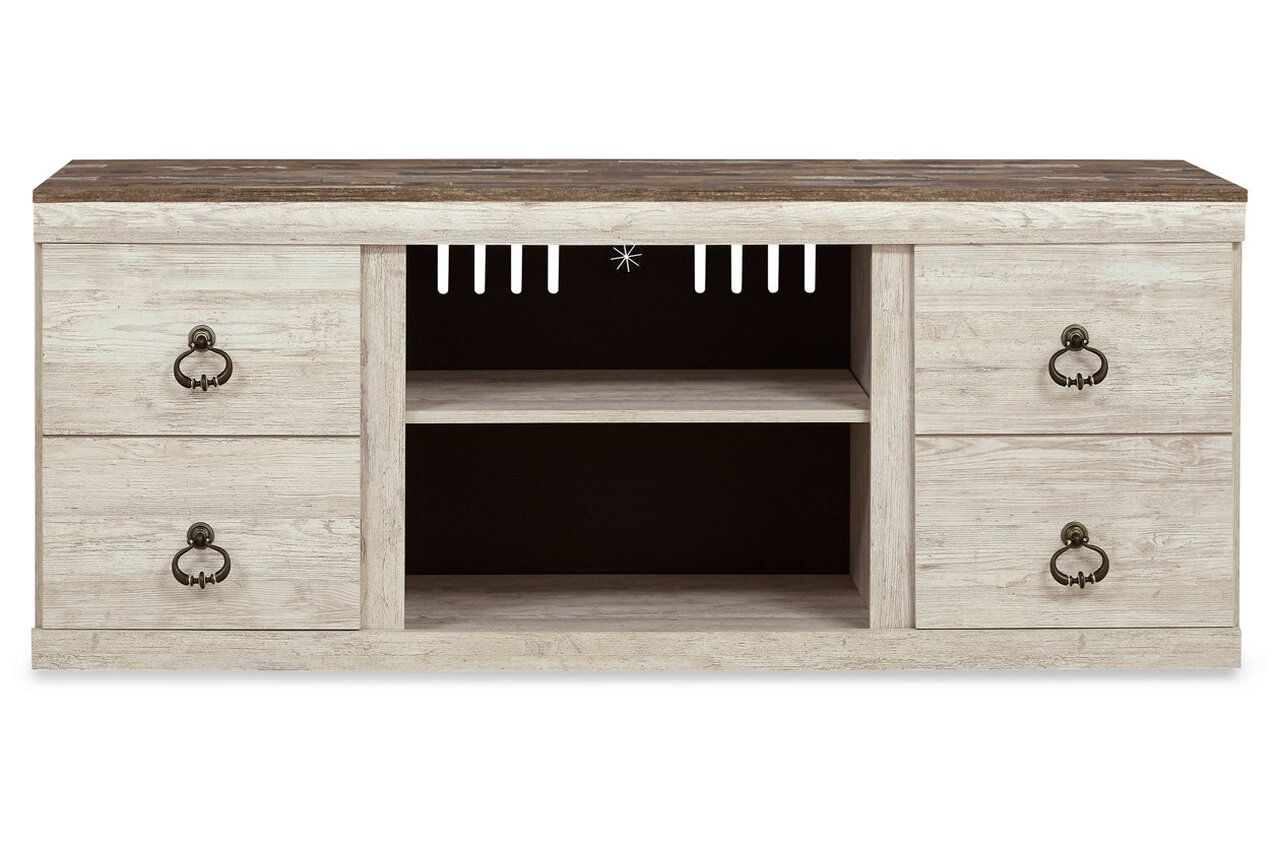 Willowton Whitewash 60 Inch TV Stand with Electric Fireplace EW0267W8