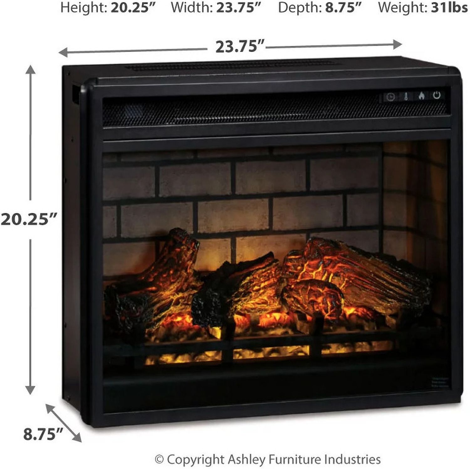 Willowton Whitewash 4 Piece Entertainment Wall with Electric Fireplace EW0267W9