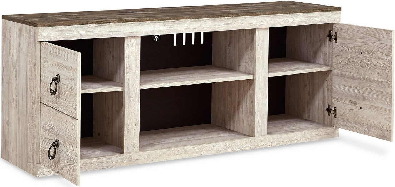 Willowton Whitewash 4 Piece Entertainment Wall with Electric Fireplace EW0267W9