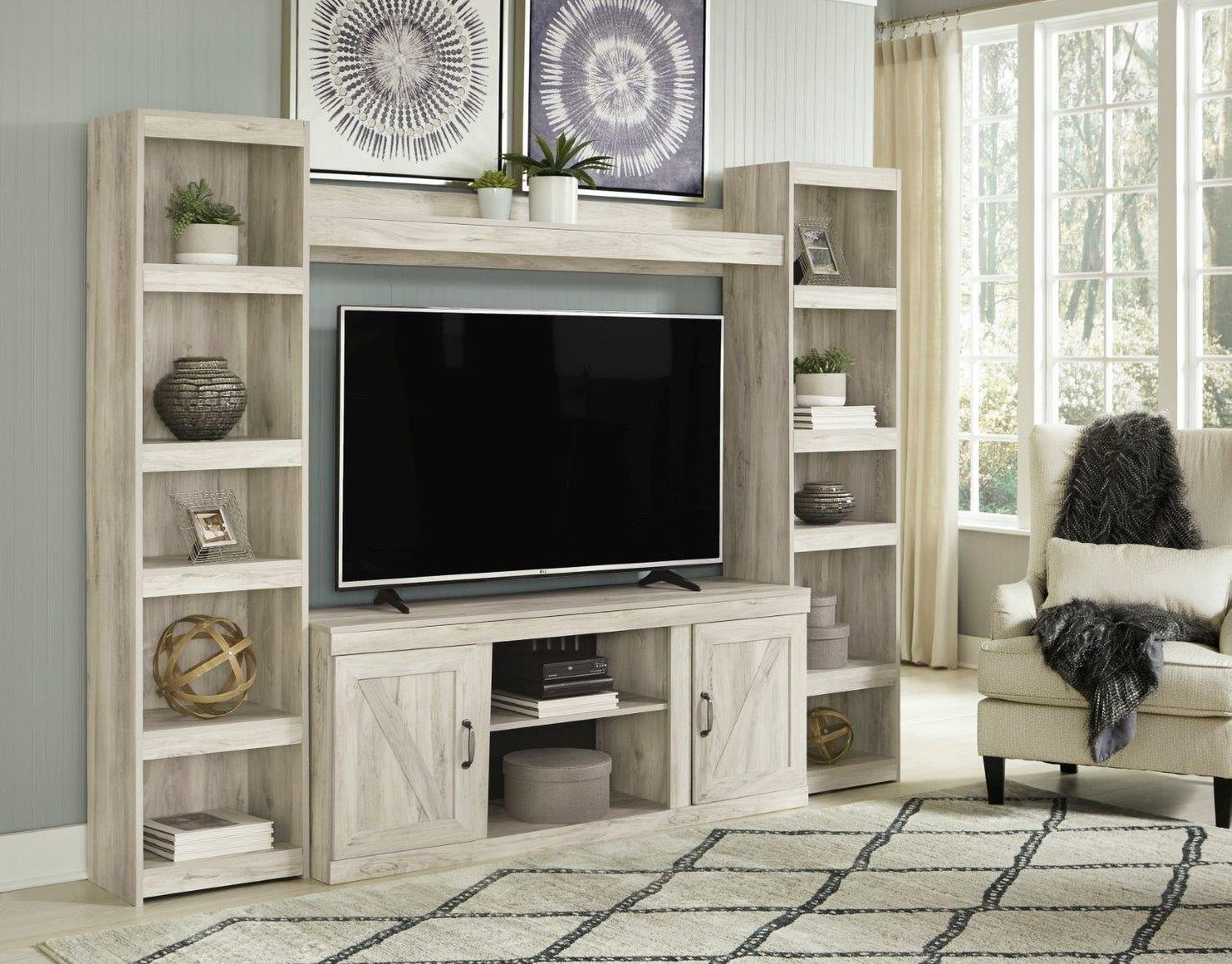Bellaby Whitewash Lg Tv Stand W/Fireplace Option EW0331268
