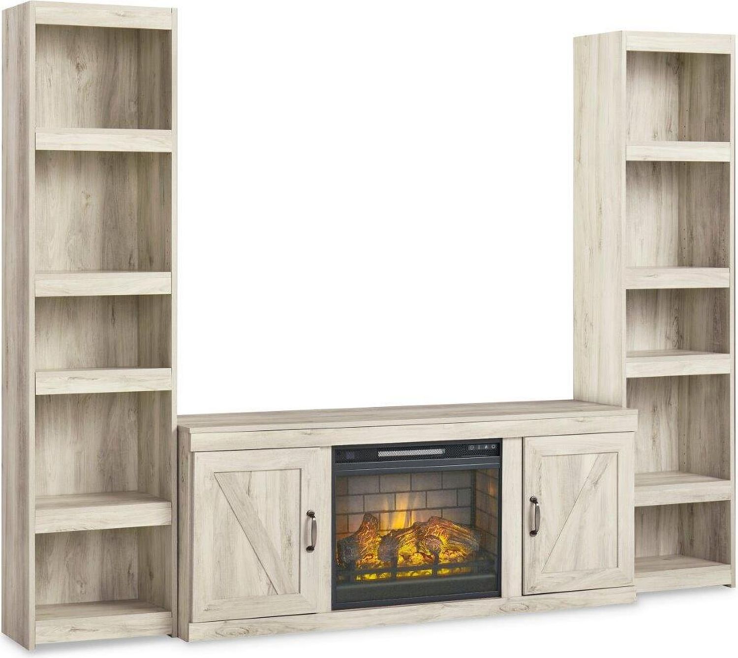 Bellaby Whitewash Entertainment Center with Infrared Fireplace Insert EW0331W10