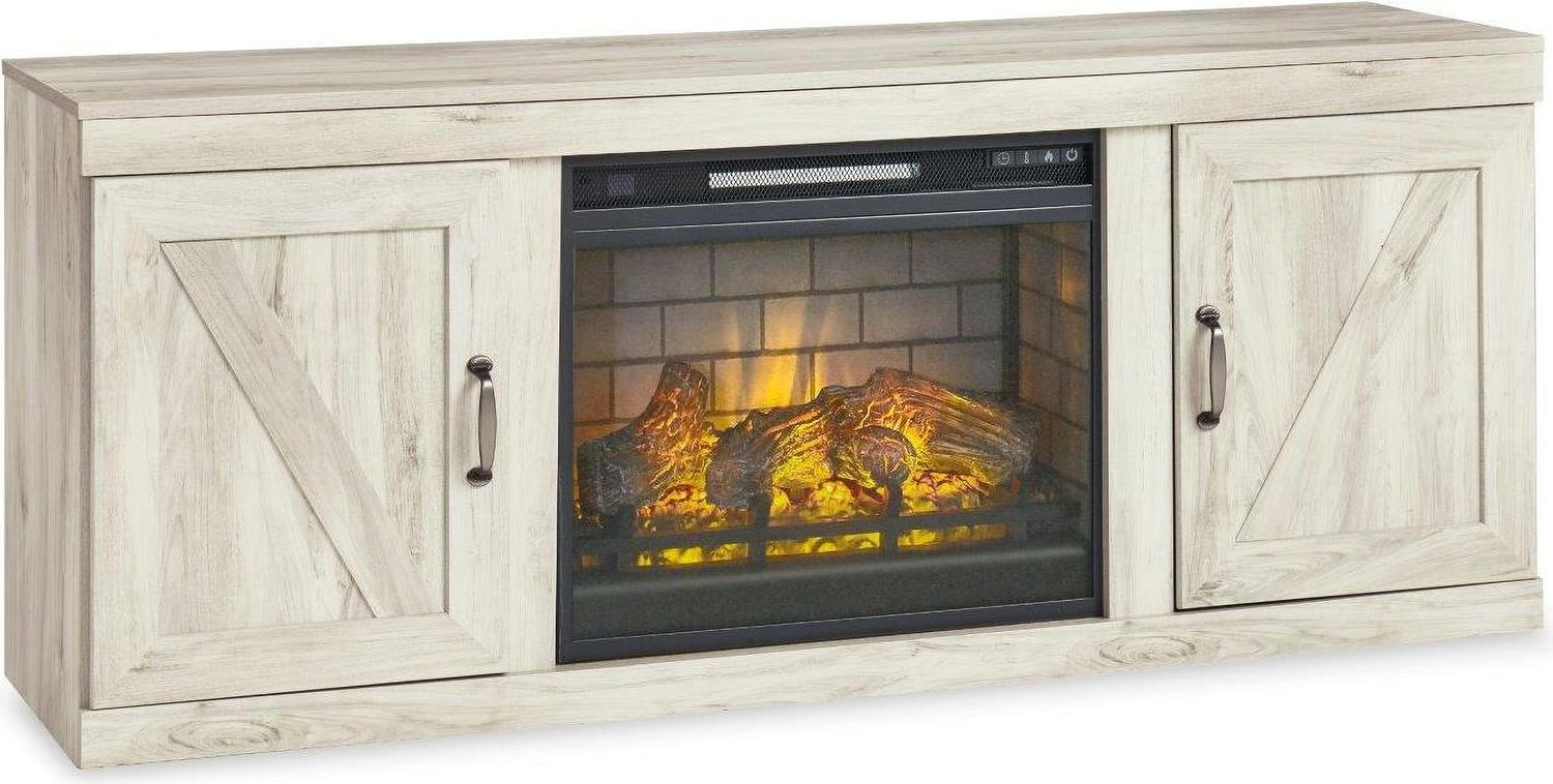 Bellaby Whitewash Entertainment Center with Infrared Fireplace Insert EW0331W10