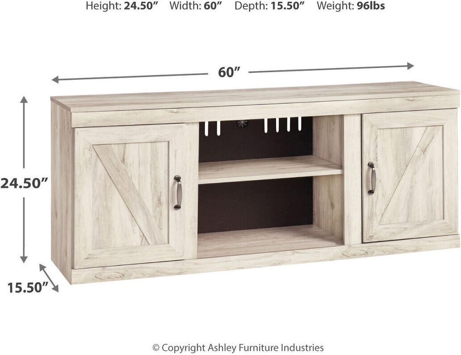 Bellaby Whitewash Entertainment Center with Infrared Fireplace Insert EW0331W10