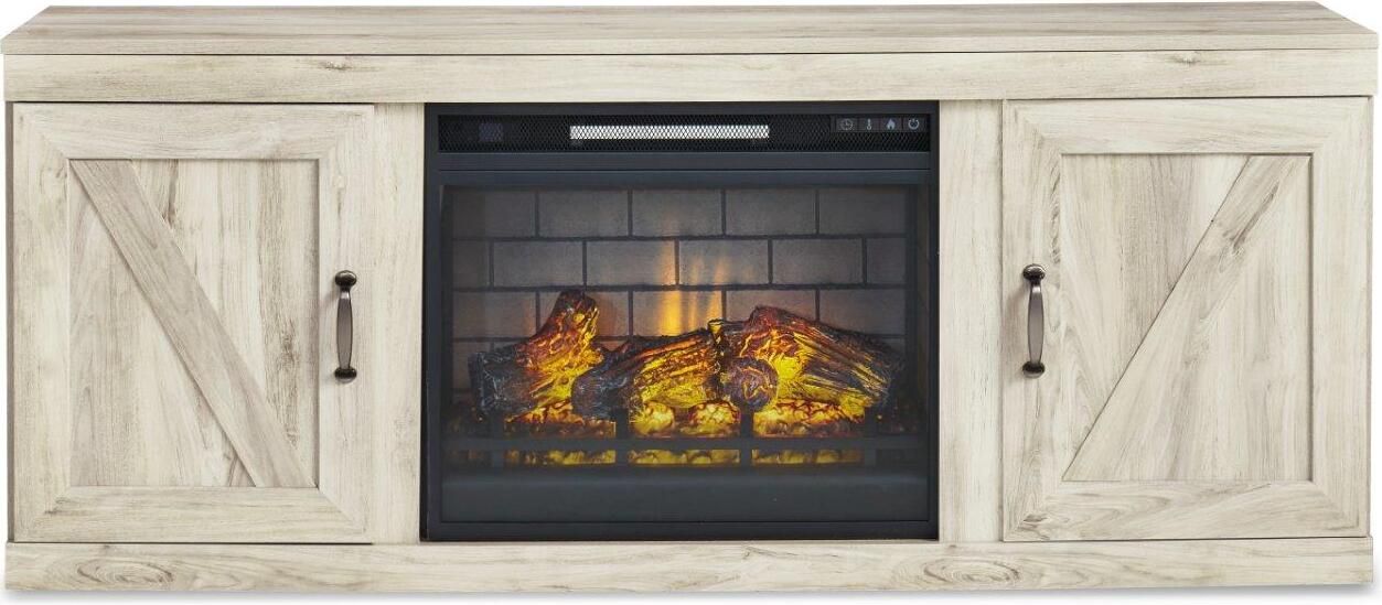 Bellaby Whitewash 60 Inch TV Stand with Electric Fireplace EW0331W7