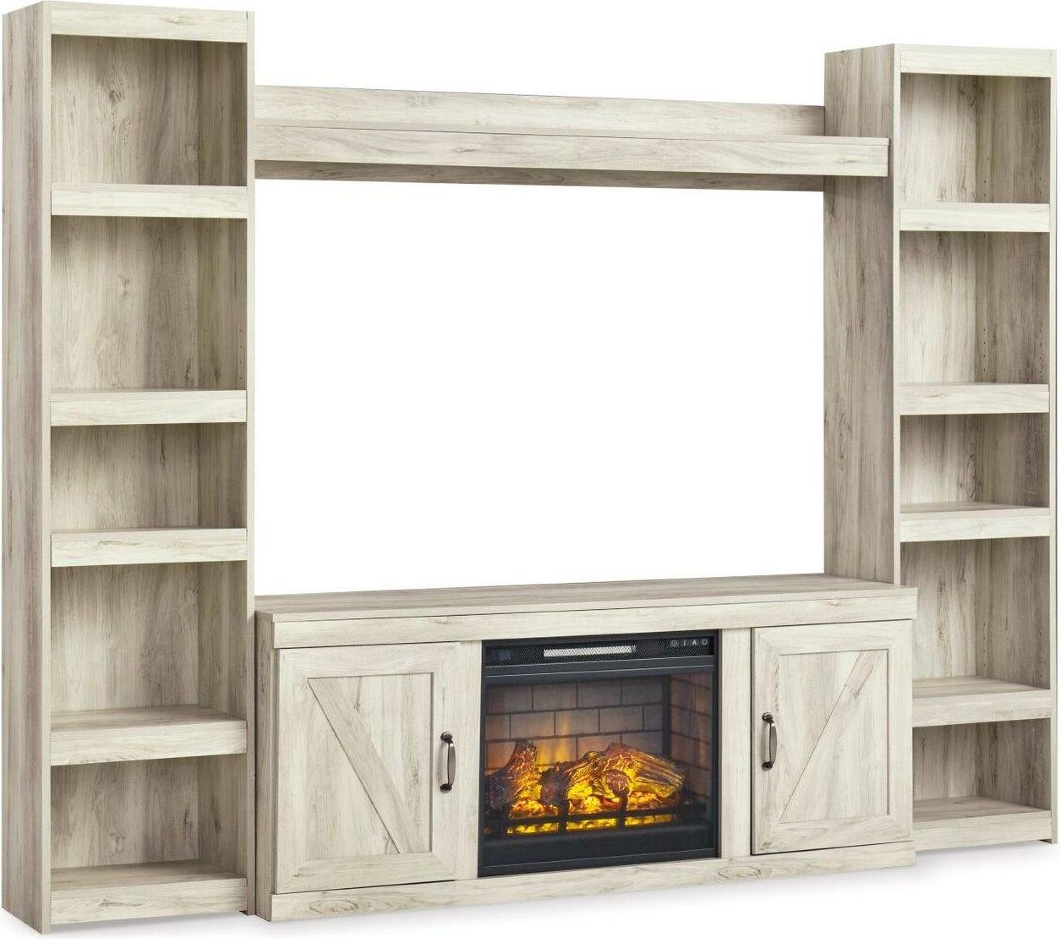 Bellaby Whitewash 60 Inch TV Stand with Electric Fireplace EW0331W7
