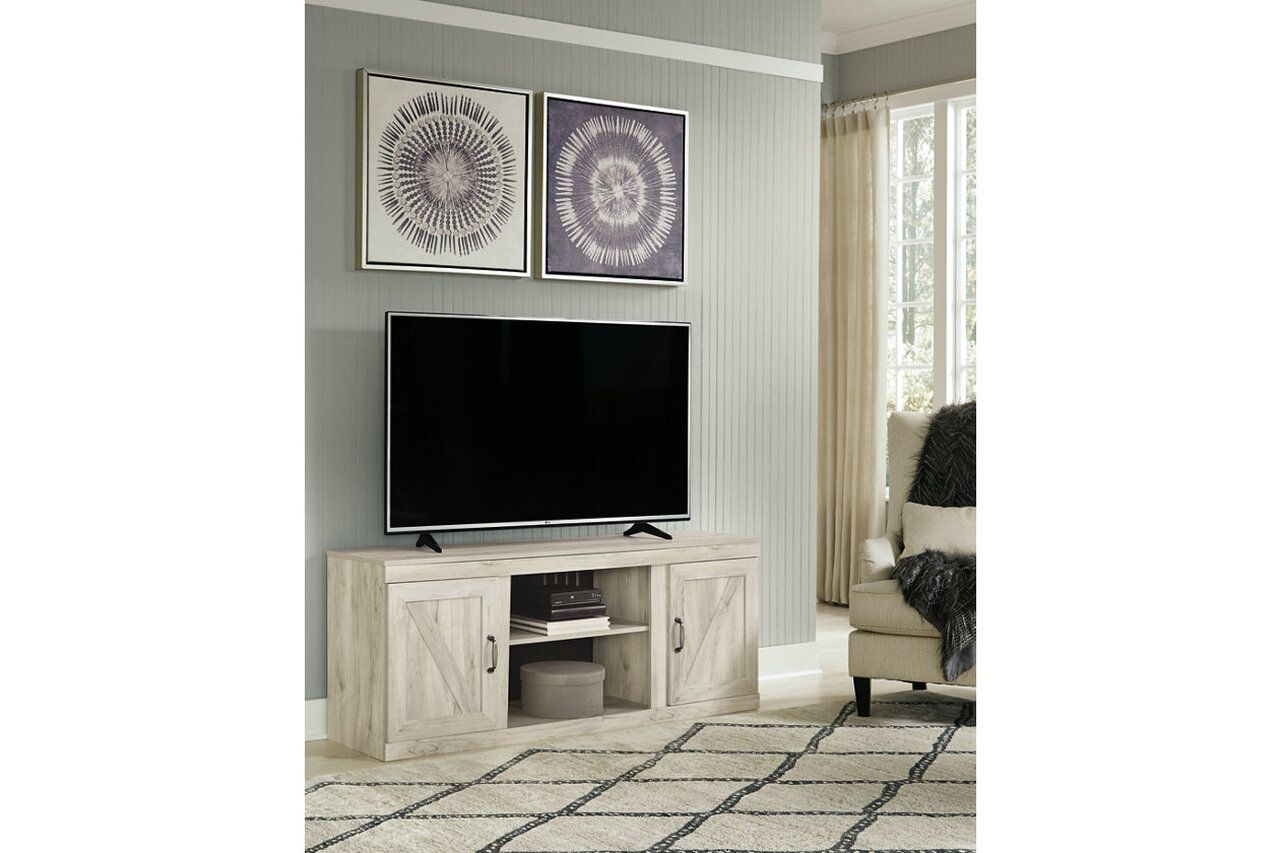 Bellaby Whitewash 60 Inch TV Stand with Electric Fireplace EW0331W7