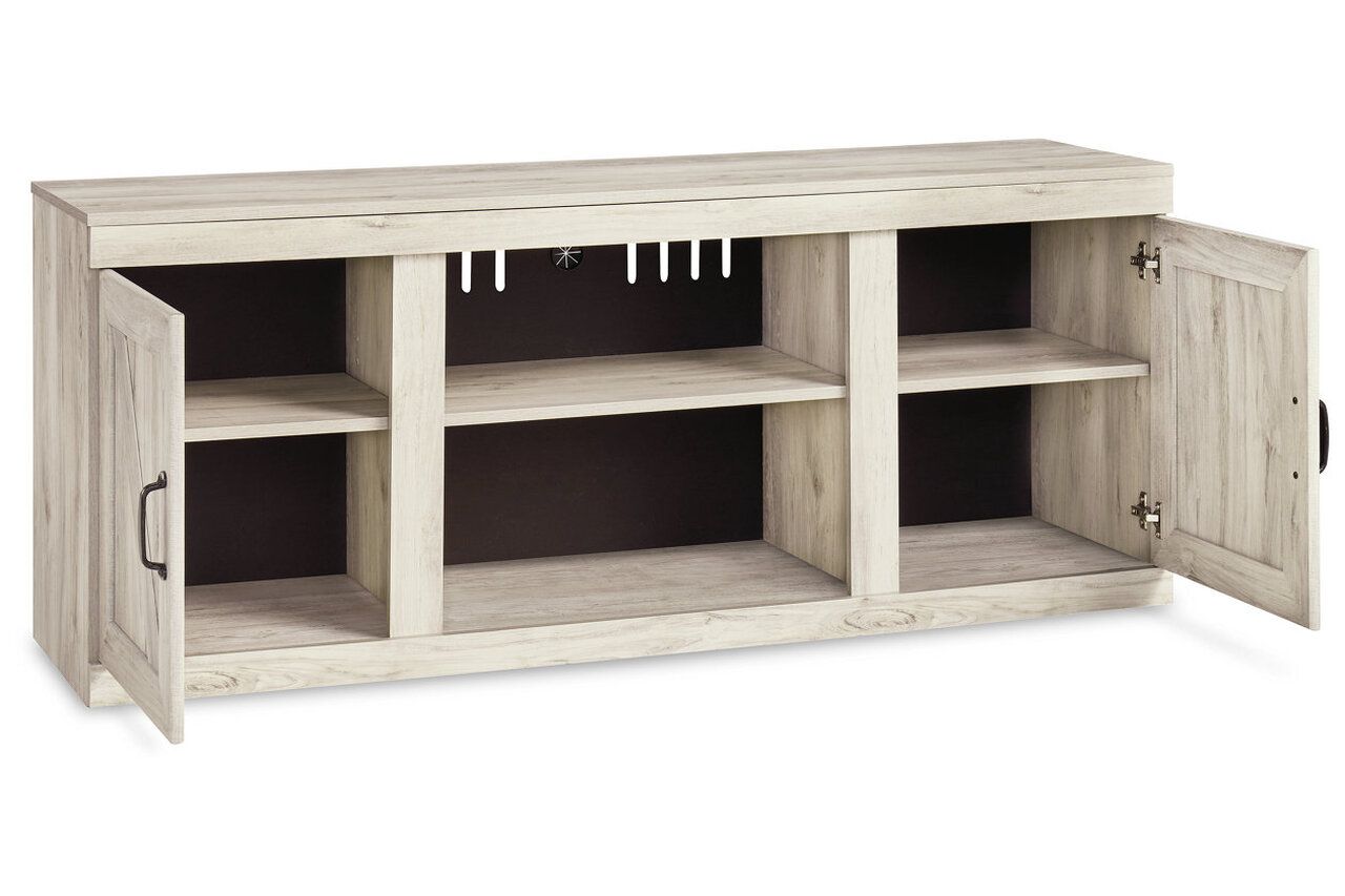 Bellaby Whitewash 60 Inch TV Stand with Electric Fireplace EW0331W7