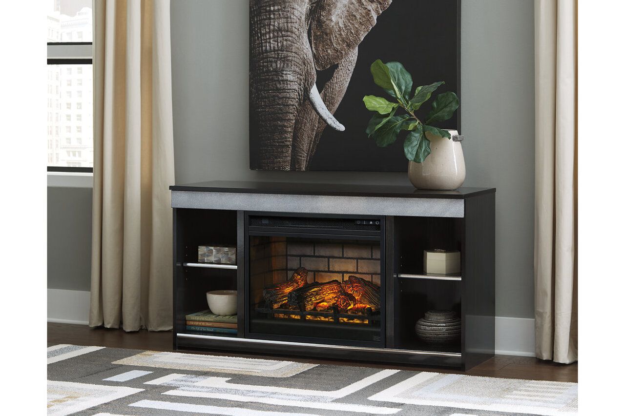 Bellaby Whitewash 60 Inch TV Stand with Electric Fireplace EW0331W7
