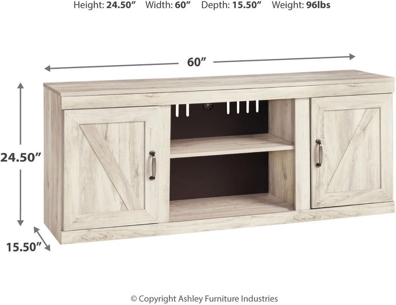 Bellaby Whitewash Entertainment Wall with Infrared Fireplace Insert EW0331W8