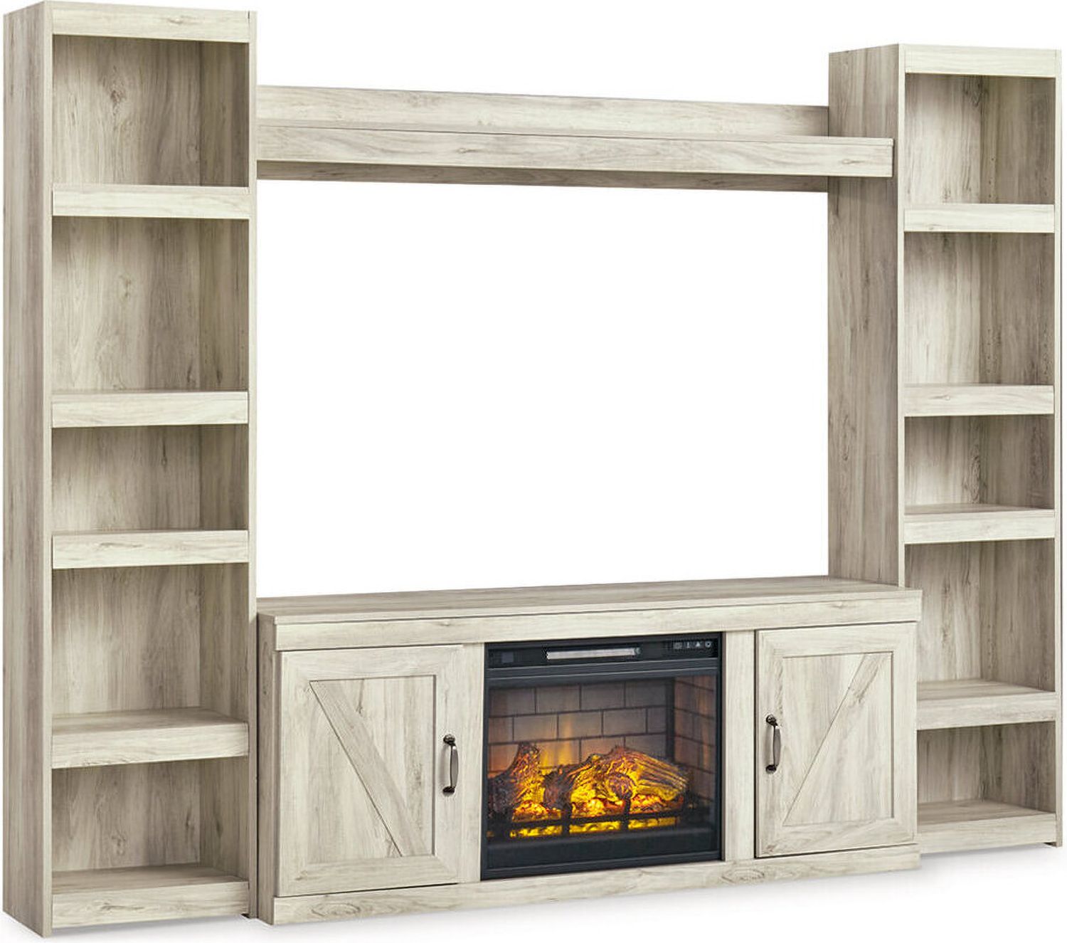 Bellaby Whitewash Entertainment Wall with Infrared Fireplace Insert EW0331W8