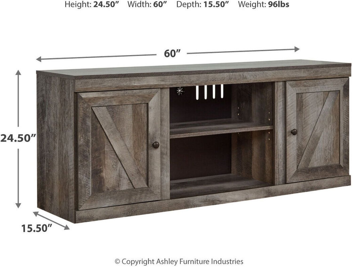 Wynnlow Gray Entertainment Center with Electric Fireplace EW0440W10
