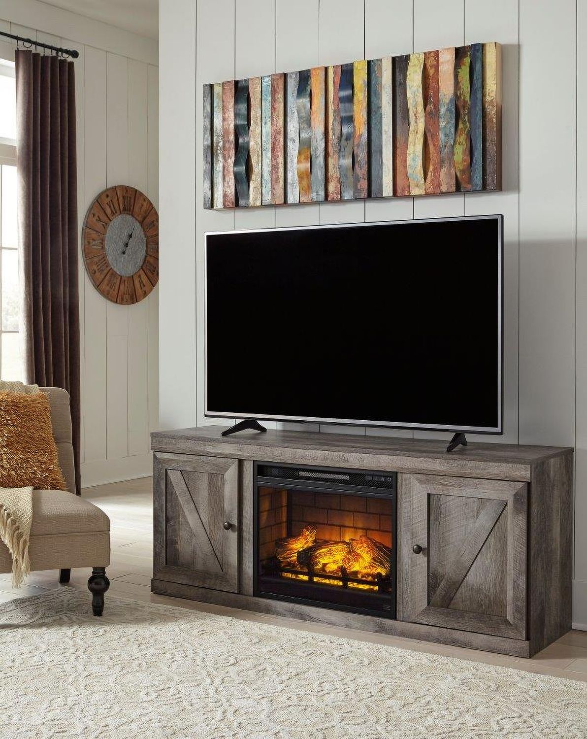 Wynnlow Gray Entertainment Wall with Electric Fireplace EW0440W8